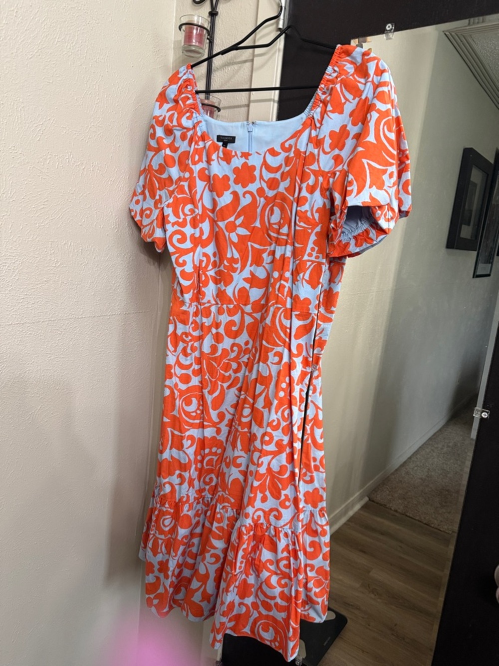 Talbots Light Blue and Orange Floral Midi Dress